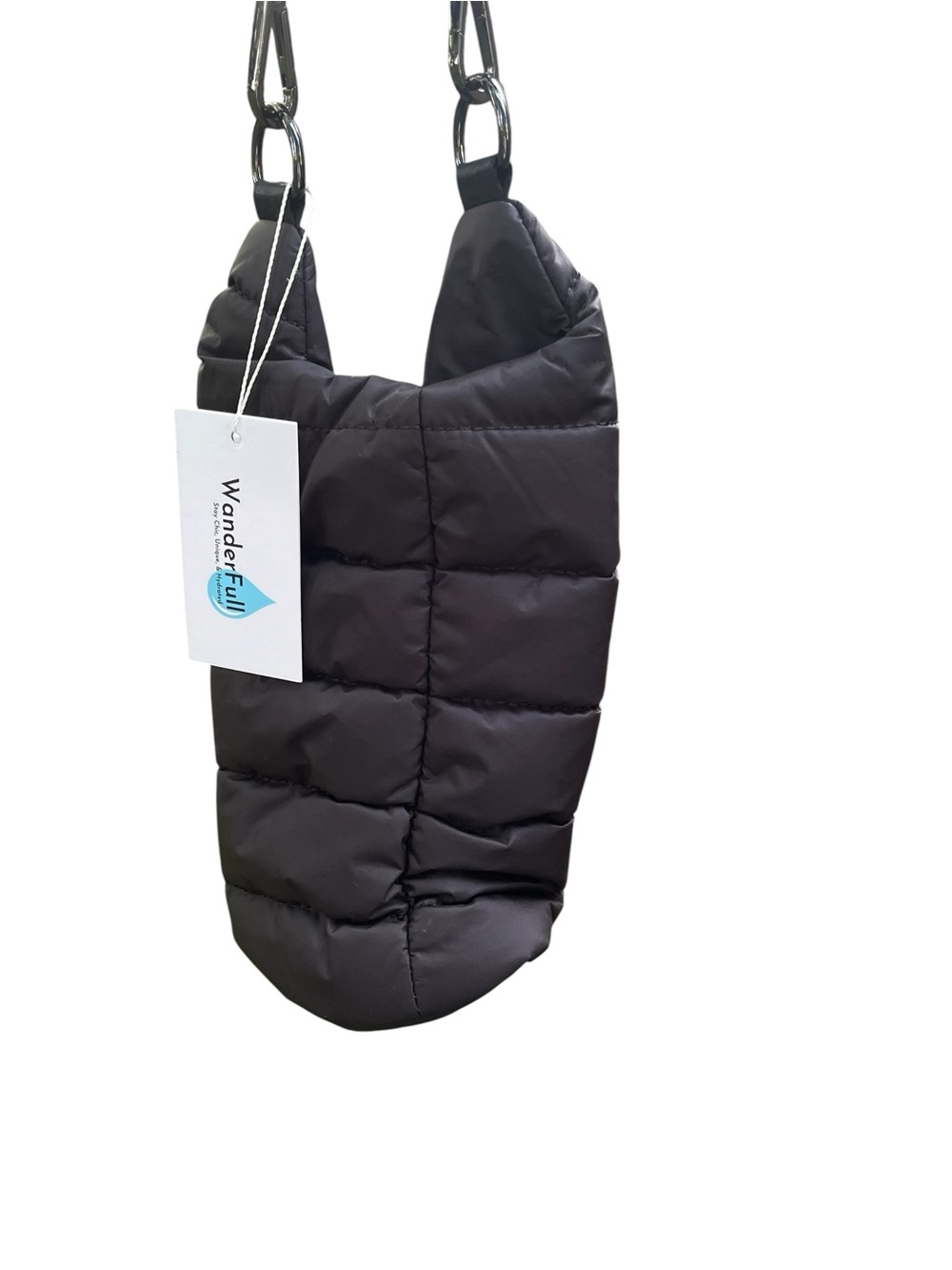 WanderFull Black Quilted Puffer Water Bottle Crossbody Bag NWT - Picture 6 of 10